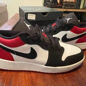 Red, Black, and White Air Jordan 1 Low